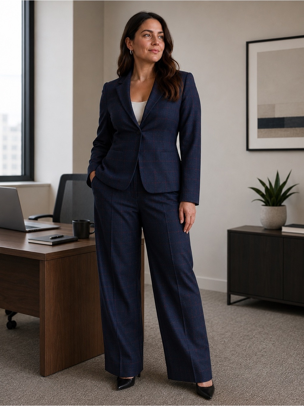 Talbots Wool Windowpane Check Pants